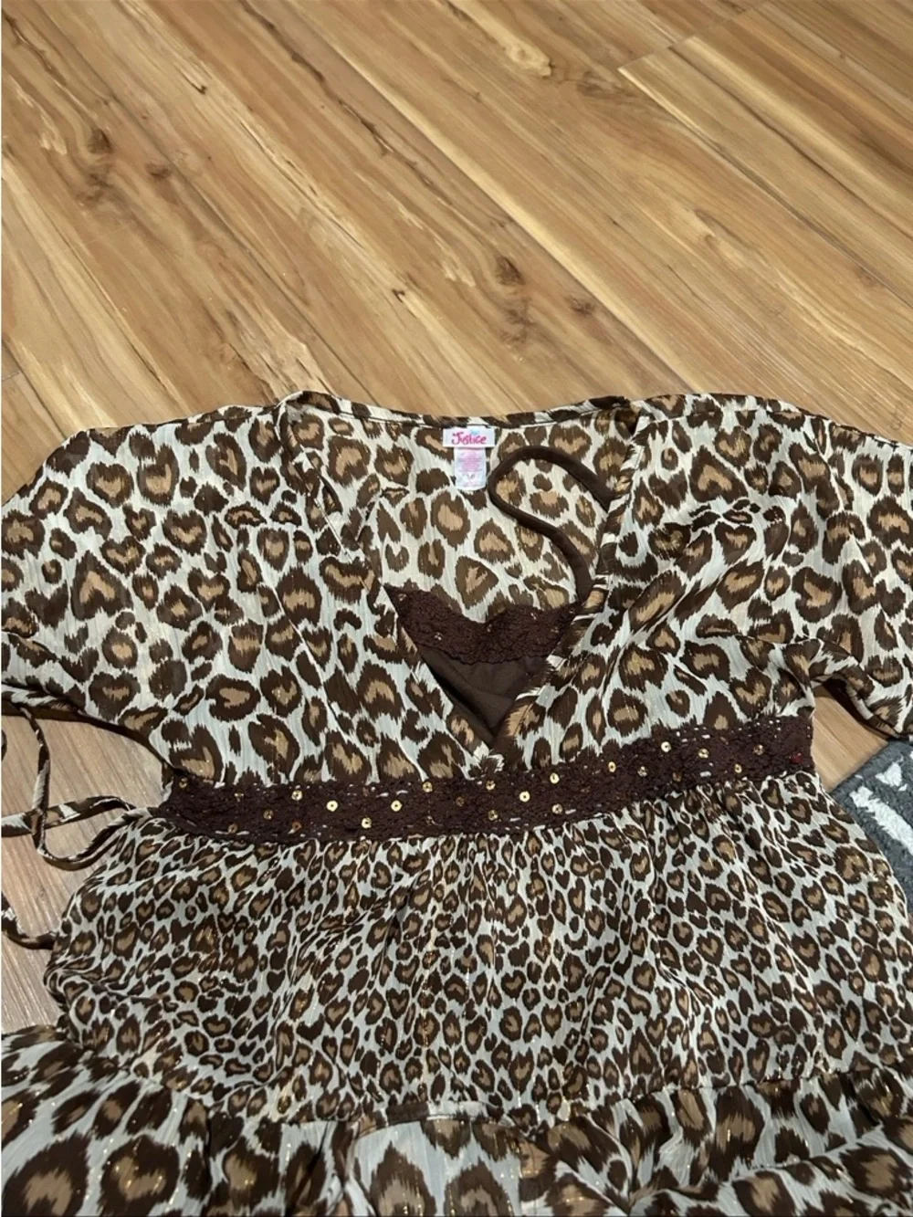 Justice Brown Leopard Tiered Maxi Dress Size 16